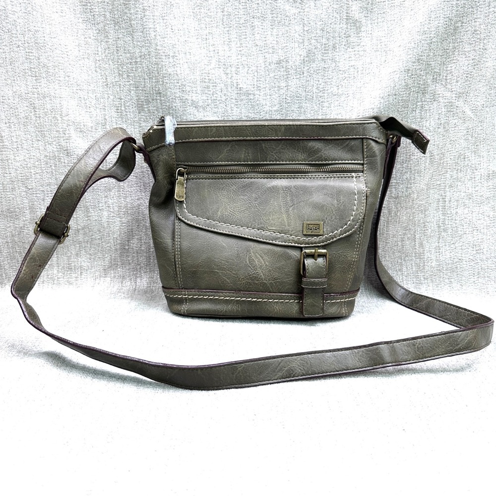 Born Concepts BOC Bucket Bag Vegan Leather Amherst Crossbody Olive‎ Drab Green